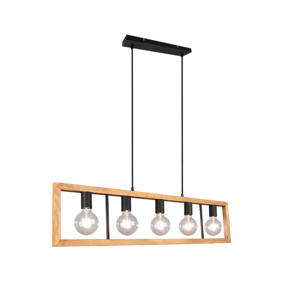 Agra pendant 5-pc E27 matt black/wood image 1