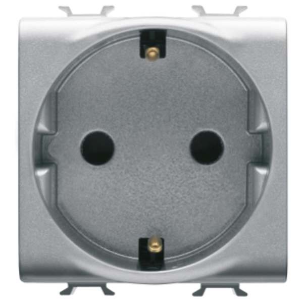 GERMAN STANDARD SOCKET-OUTLET 250V ac - QUICK WIRING TERMINALS - 2P+E 16A - 2 MODULES - TITANIUM - CHORUSMART image 1