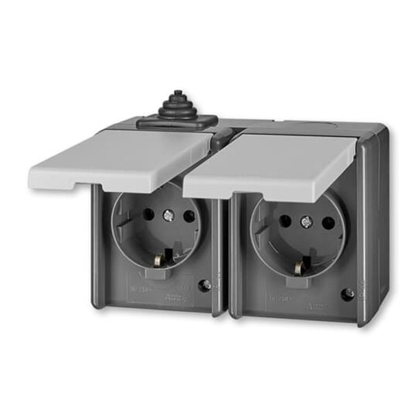 5518-3029 S Double socket outlet with earthing contacts, with hinged lids image 1