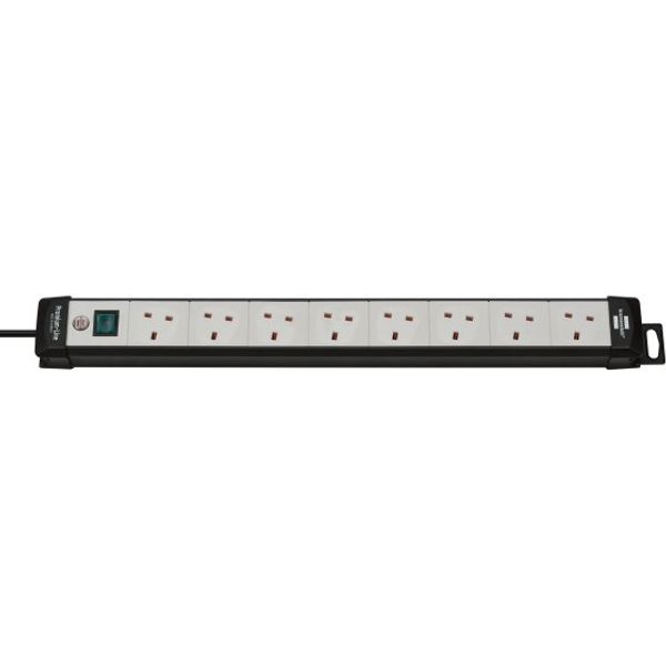 Premium-Line extension lead 8-way black/lightgrey 3m H05VV-F 3G1,25 with switch *GB* image 1