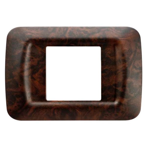 TOP SYSTEM PLATE - IN TECHNOPOLYMER - 2 GANG - ENGLISH WALNUT - SYSTEM image 1