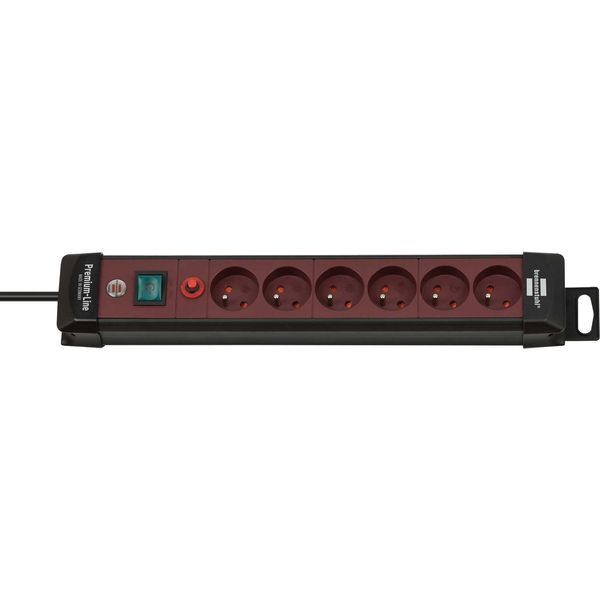 Premium-Line extension lead 6-way black/bordeaux 3m H05VV-F 3G1,5 with 16A fuse *FR/BE* image 1