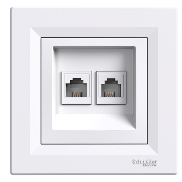 Asfora, double telephone socket, RJ11, white image 4