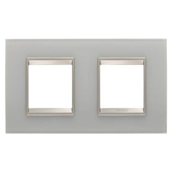 LUX INTERNATIONAL PLATE - IN GLASS - 2+2 MODULES HORIZONTAL - NATURAL REFLECTION - INNER FRAME MATT LIGHT BRONZE - CHORUSMART image 1