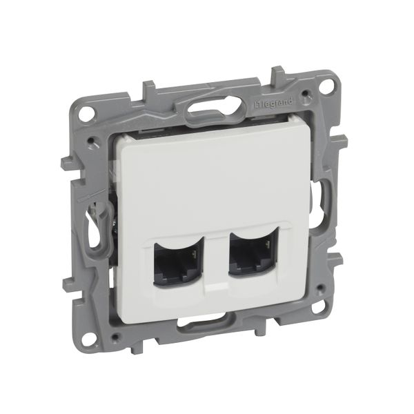 Double RJ45 socket category 6 FTP white image 1