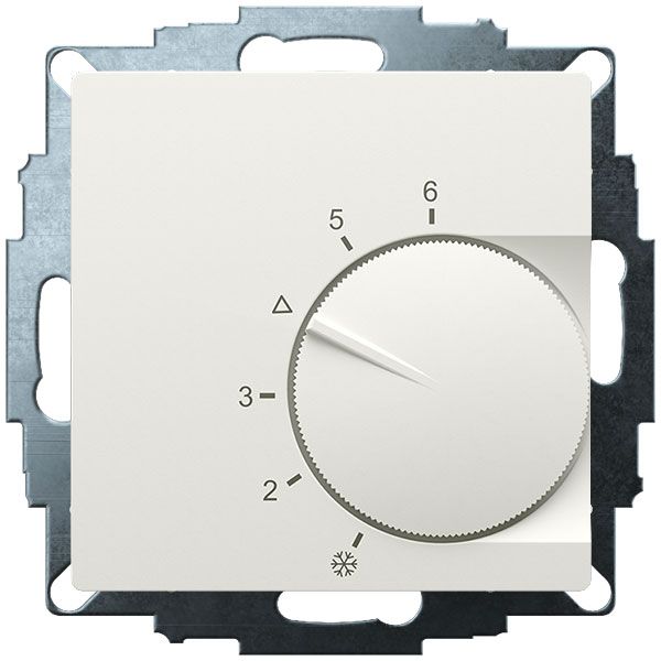 UP room controller, RAL9010 matt 55x55, 5-30C, AC 230V, output contactless via triac, switchable 5 actuators each 3W image 1