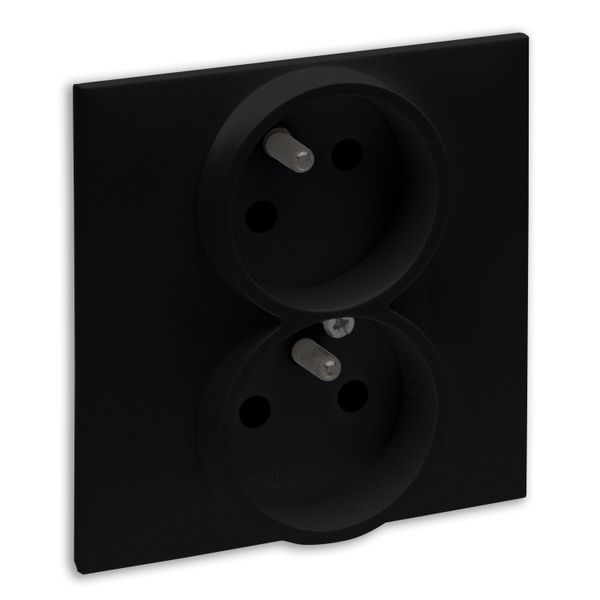 2X2P+E SOCKET FRENCH STANDARD SCREW TERMINALS BLACK image 1