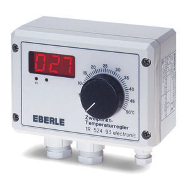 Wet room temperature controller with digital actual value display, AP mounting, 0...50C, AC 230V 50 Hz, 1 changeover contact, 10 A, IP 54 image 2