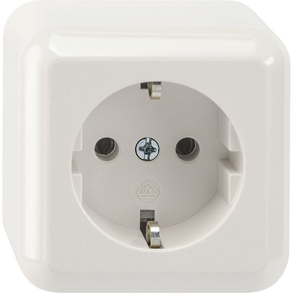 SCHUKO socket, increased contact protection, plug-in terminals, polar white, surface-mounted image 1