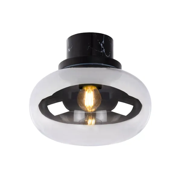 Lucide LORENA - Flush ceiling light Bathroom - Ø 23 cm - 1xE27 - IP44 - Smoke Grey image 1