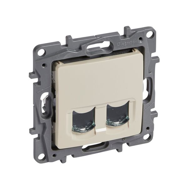 Double RJ45 socket category 6 UTP ivory image 1