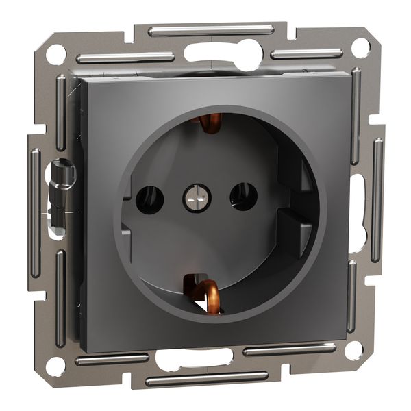 Asfora - single socket outlet with side earth, wo frame, anthracite image 3