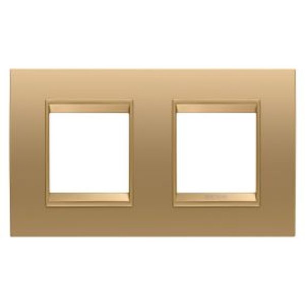 LUX INTERNATIONAL PLATE - IN METAL - 2+2 MODULES HORIZONTAL - GOLD  - INNER FRAME MATT GOLD - CHORUSMART image 1