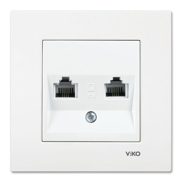 Karre White Two Gang Num Phone Socket (2xCAT3) image 1