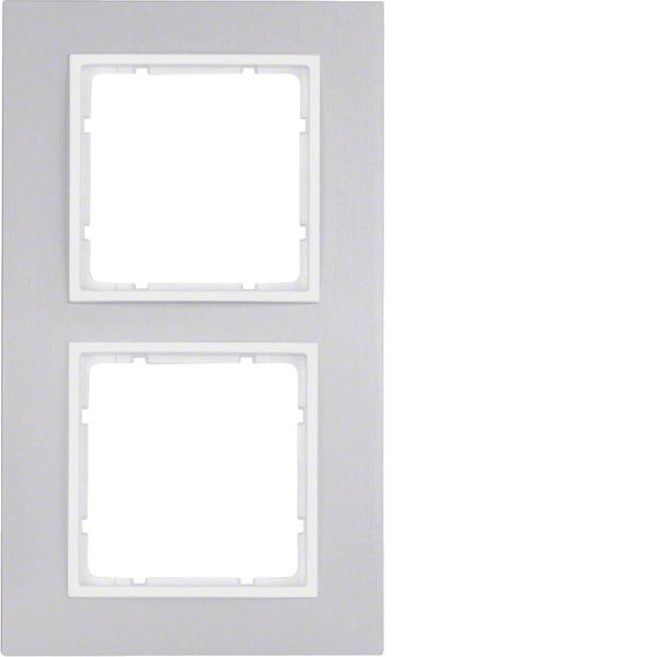 Frame 2gang, B.7, al./p. white matt, al. anodised image 1