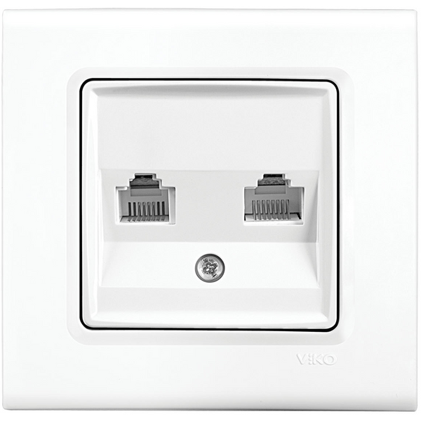 Linnera S White Two Gang Data Socket (2xCAT5) image 1