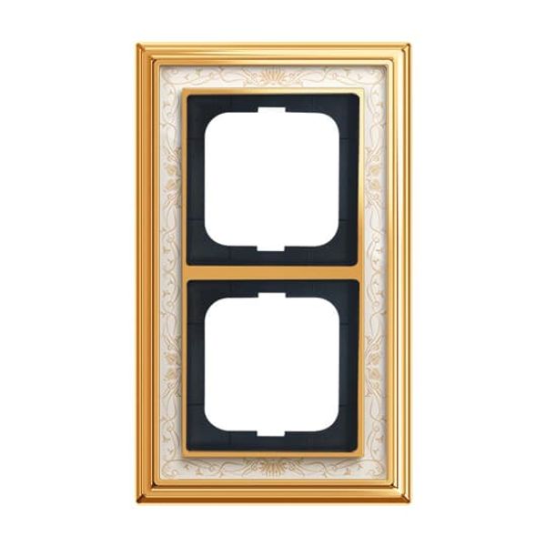 1722-836 Cover Frame Busch-dynasty® polished brass decor ivory white image 2