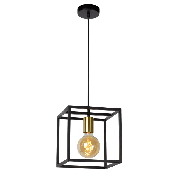 RUBEN  Pendant 1x E27 40W Black/Satin Brass image 1