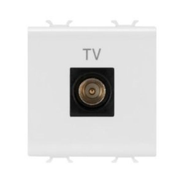 COAXIAL TV SOCKET-OUTLET, CLASS A SHIELDING - IEC MALE CONNECTOR 9.5mm - DIRECT  - 2 MODULES - SATIN WHITE - CHORUSMART image 1