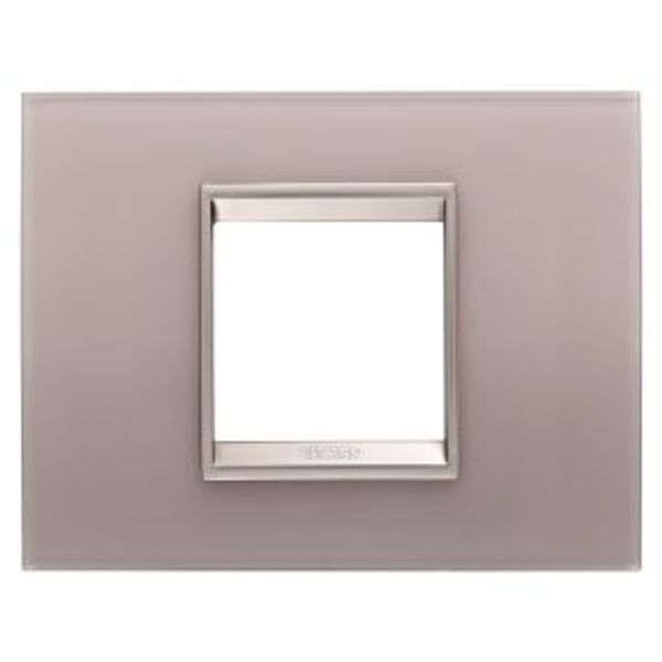 LUX PLATE - IN GLASS - 2 MODULES - PEARLY GRAY - INNER FRAME MATT LIGHT BRONZE - CHORUSMART image 1