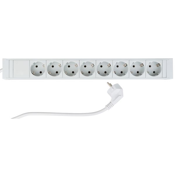 19" PDU, 8xSchuko, Profile PVC 1.25U, 2m-cable, RAL7035 image 2