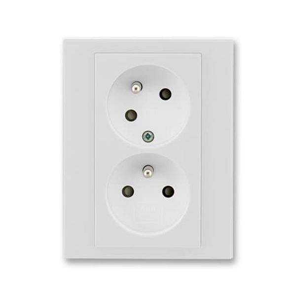 5513H-C02357 16 Double socket outlet with earthing pins, shuttered, with turned upper cavity image 1