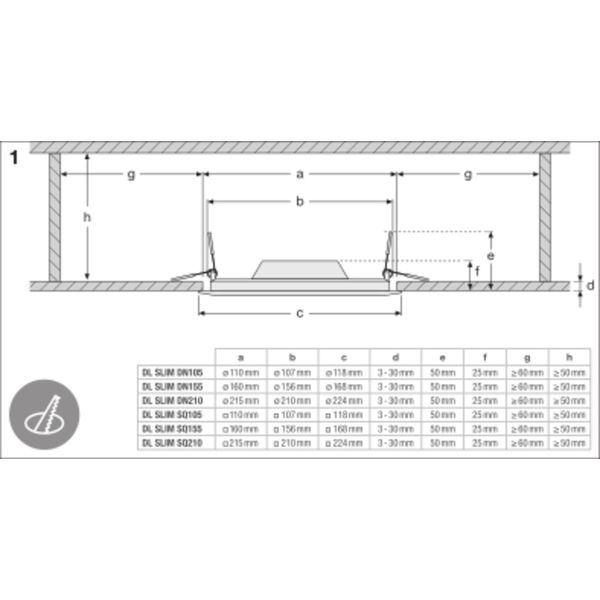 DOWNLIGHT SLIM SQUARE 210 18 W 3000 K WT image 14