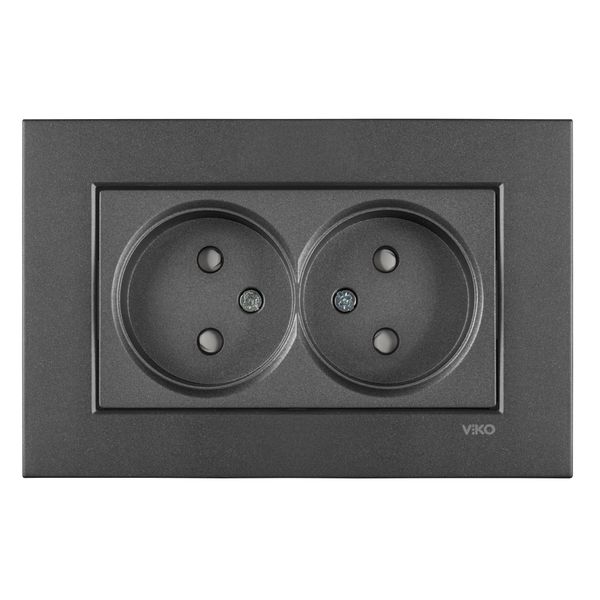 Novella-Trenda Dark Grey Two Gang Socket Child Protection image 1