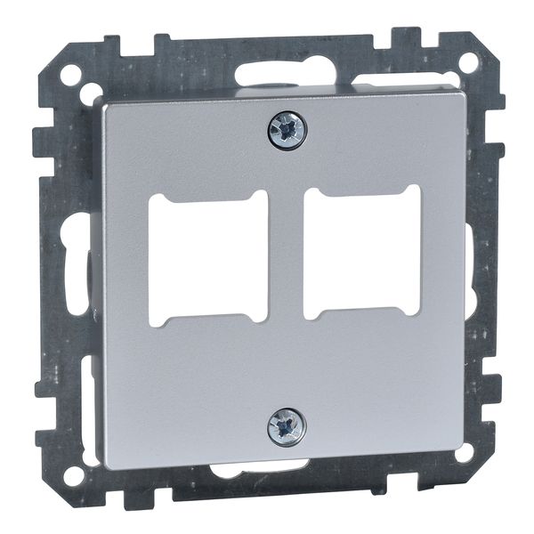 Central plate for RJ 11/RJ 45 insert, 2-gang, aluminium, System M image 3