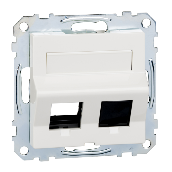 Inclined outlet 2-gng,label fld& dust slide f. keyst. RJ45,pol.wht.glos.Sys.M image 4