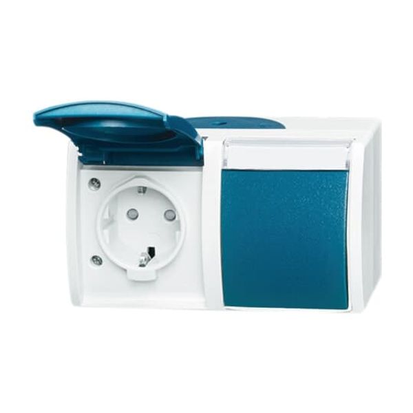 2300/2 EBW-53 Socket Safety Shutter with Hinged Lid grey / blue-green - ocean image 1