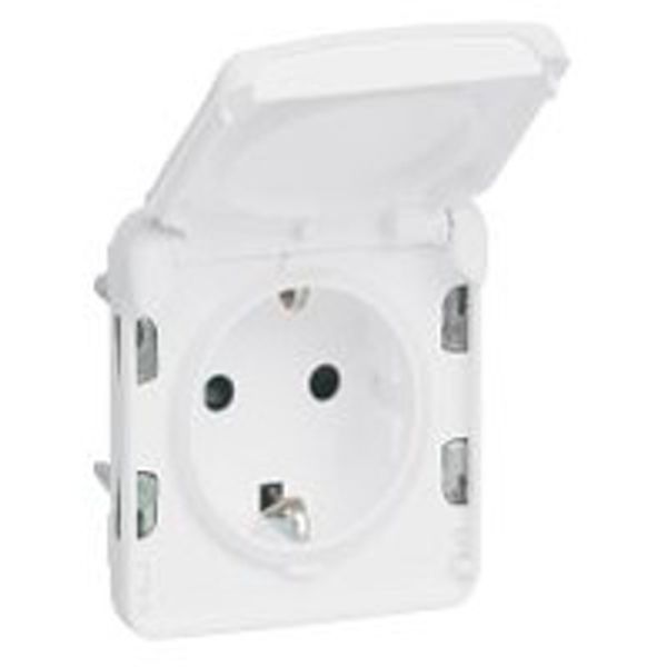 Socket outlet Plexo IP 55 antibacterial - German std - 2P+E-modular-Artic white image 1