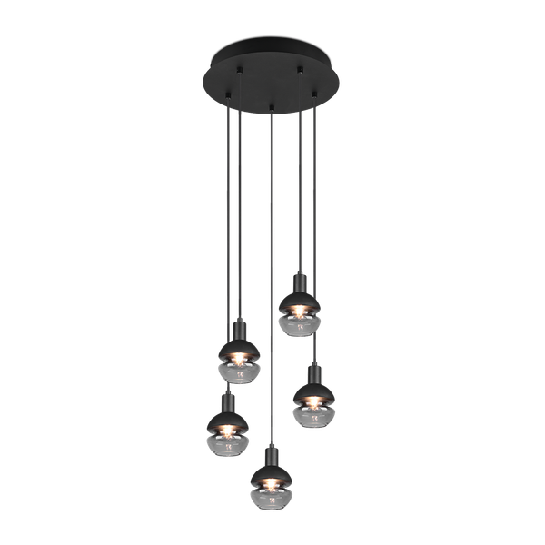 Mela pendant 5-pc E14 matt black image 1