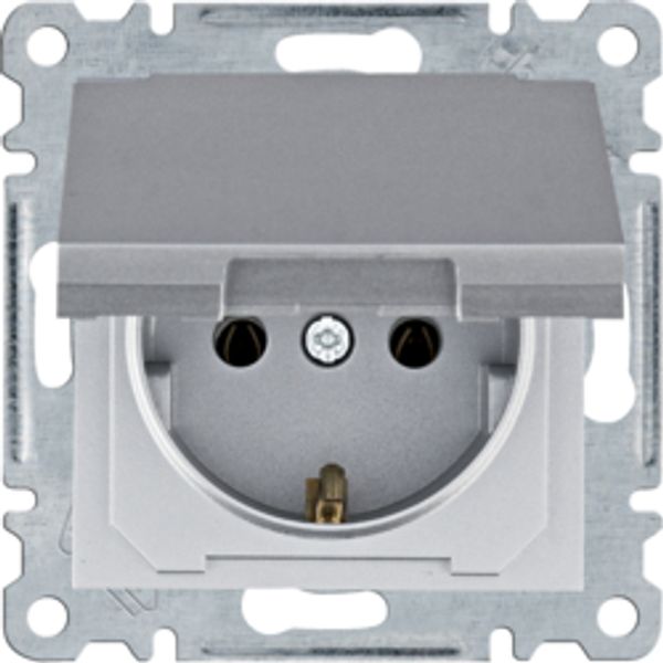 Schuko socket and cover P44 - silver image 1