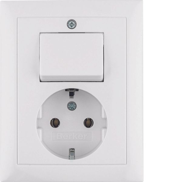 SCHUKO socket outlet with cover plate, S.1, polar white glossy image 1