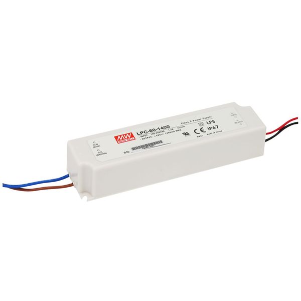 LPC-60-1400 Led driver, Class2 9-42V, 1400mA CC, MEAN WELL image 1