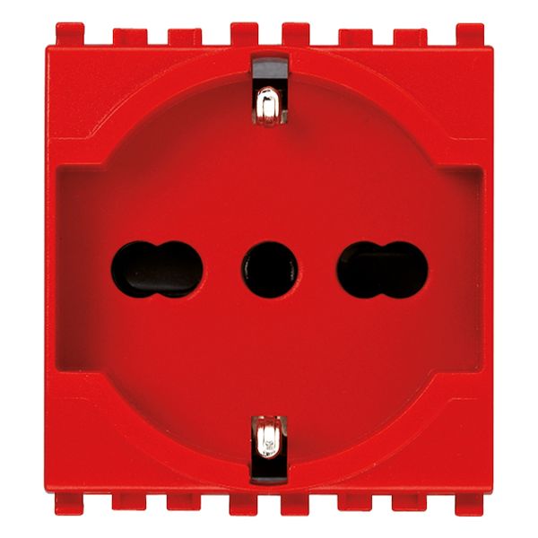 2P+E 16A universal outlet red image 1