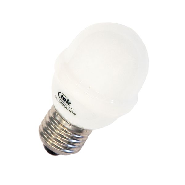 Golf Ball E27, red LEDs, frosted PVC Cap
white socket, 220-240V, 1W image 1