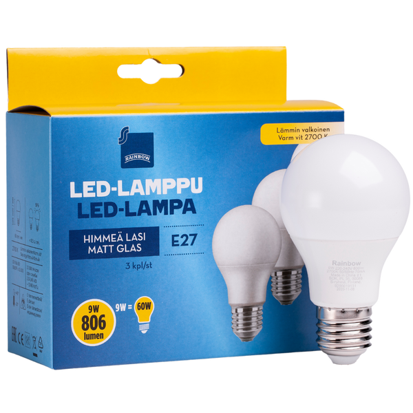 LED Bulb E27 9W A60 2700K 806lm FR 3x1 image 1