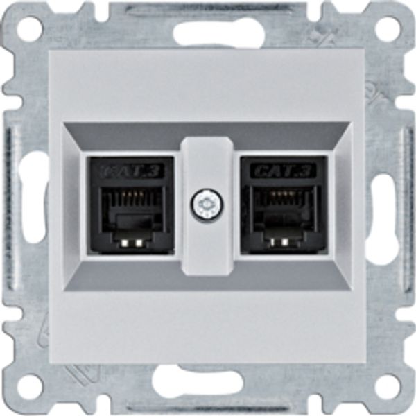 Double telephone socket - silver image 1