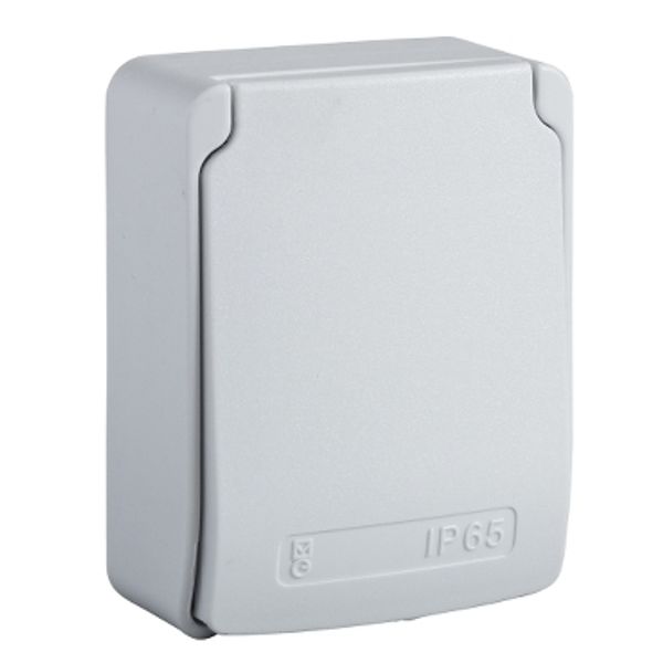 PratiKa socket - grey - 2P + E - 10/16 A - 250 V - British - IP65 - surface image 3