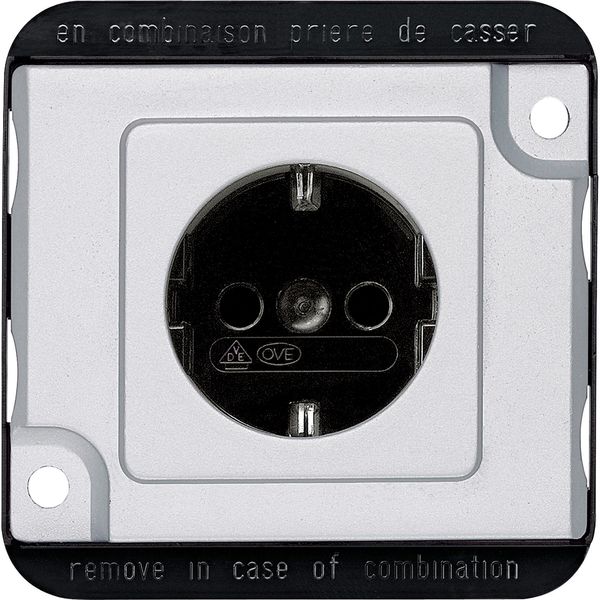 SCHUKO socket-outlet insert w. shutter, screwless term., alum., Anti-vandalism image 1