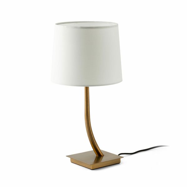 REM BRONZE TABLE LAMP WHITE LAMPSHADE image 1