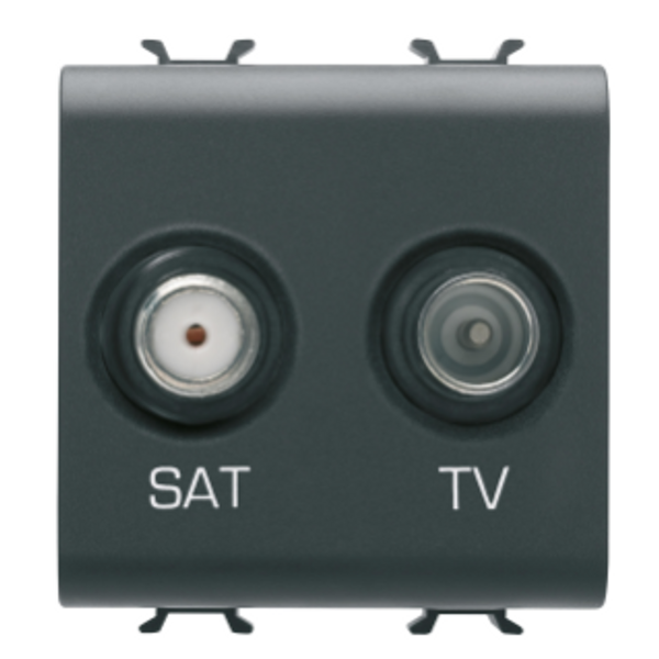 SOCKET-OUTLET TV-SAT - DIRECT - 2 MODULES - SATIN BLACK - CHORUSMART image 1