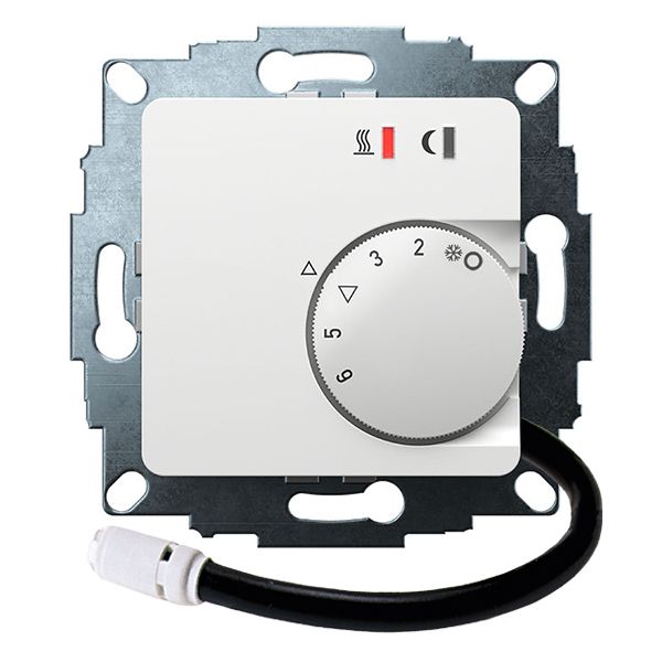 UP controller 5-30C with limiter function. 10-40C, RAL9016 glossy 50x50, AC 230V, 16 A 1 NO contact, PWM / 2 point control, switch, TA, display, sensor image 1