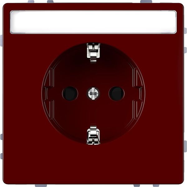 SCHUKO socket for special circuits with label, touch protection, plug-in terminals, ruby ​​​​red, system design image 1