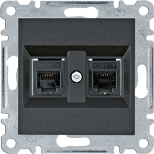 Double telephone socket - black image 1