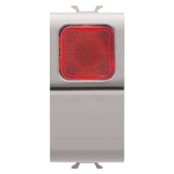 PUSH-BUTTON 1P 250V ac - NO 16A -  RED DIFFUSER - 1 MODULE - NATURAL SATIN BEIGE - CHORUSMART image 1