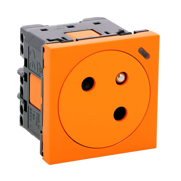 2P+E power socket Surface with Mosaic Link indicator light, side connection 2 modules - antimicrobial orange image 1