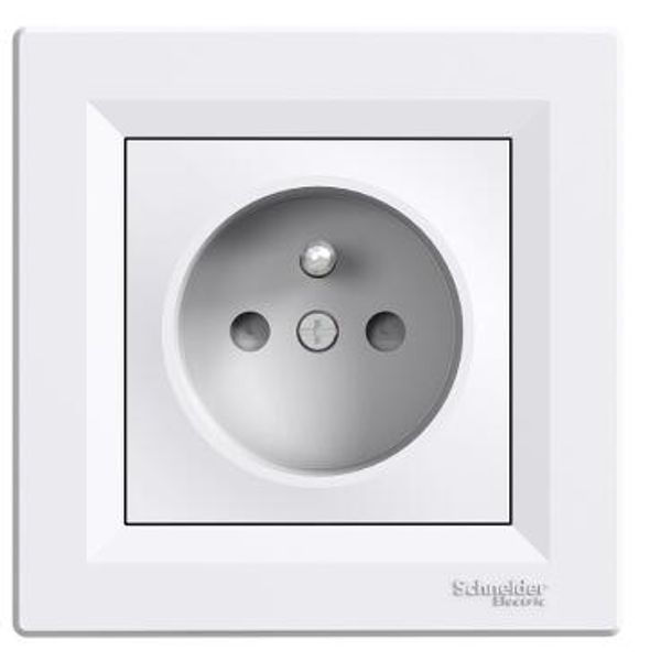 Asfora - single socket outlet with pin earth - 16A shutters white image 1